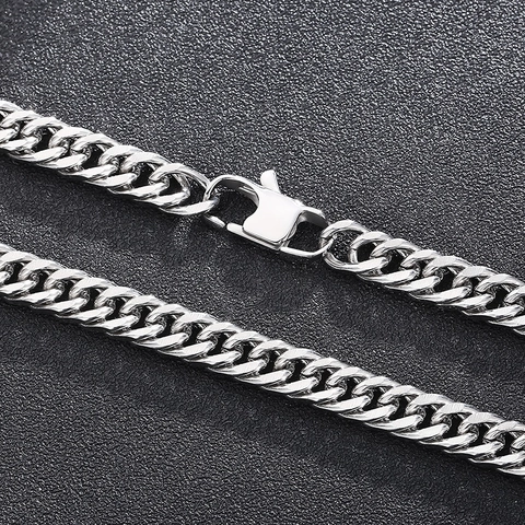 Curb Chain Necklace Stainless Steel Cuban Link Hip Hop Punk Style For Men Women Silver Color Bold Jewelry