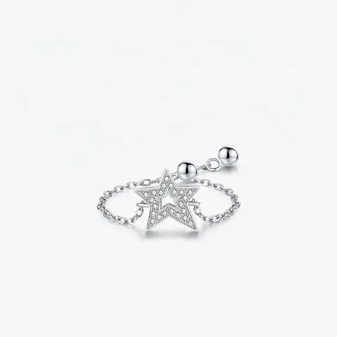 Adjustable Star Ring 925 Sterling Silver Micro Pave Cubic Zirconia Minimalist Fashion Jewelry For Women