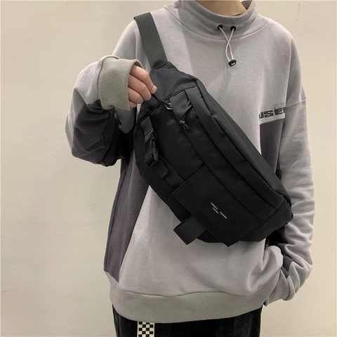 Unisex Nylon Umhängetasche Brusttasche Große Kapazität Workwear Vintage Casual Outdoor Mehrzweck Schulter Hüfttasche