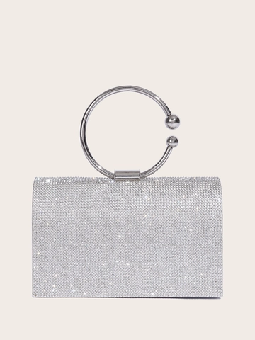 Elegante Borsa Da Sera Con Strass E Manico Ad Anello In Metallo Pochette Di Lusso Per Matrimoni E Feste Da Donna