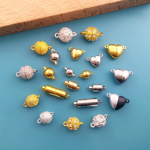 Magnetic Jewelry Clasps Zinc Alloy DIY Necklace Bracelet Connector Findings Mixed Heart Ball Cylinder Styles