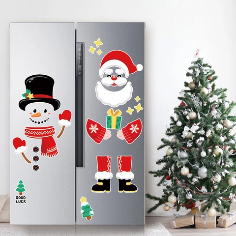Calamite Per Frigorifero Di Natale Decorative Babbo Natale Pupazzo Di Neve Renna Gnomo Cucina Festiva PVC Magnetico