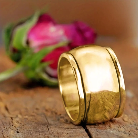 Brede Band Ring Koper Minimalistisch Gepolijst Eenvoudige Band Vintage Stijl Unisex Sieraden Voor Koppels