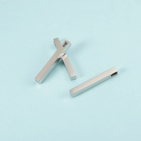Colgante De Barra Vertical Cuboide De Acero Inoxidable Pulido Espejo Dije Geométrico Para Fabricación De Joyería DIY