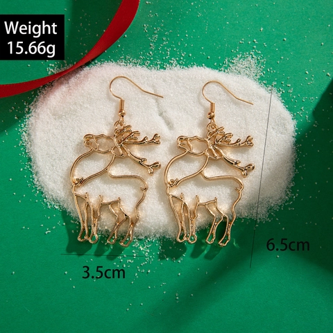 Weihnachten Ohrhänger Goldfarben Legierung Hohl Ausgeschnitten Weihnachtsmann Rentier Glocke Urlaub Schmuck Für Frauen Mädchen