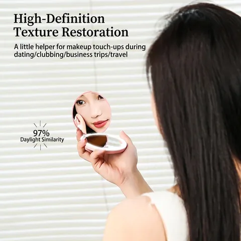 LED Verlichte Make-Up Spiegel Draagbare Ronde Opvouwbare Oplaadbare Zakspiegel Compacte Beauty Tool