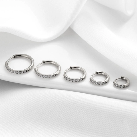 Stainless Steel Zircon Hoop Earrings Piercing Cartilage Body Jewelry Fashion For Women Men