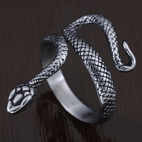 Anello Serpente Vintage Punk Acciaio Inossidabile Forma Animale Lucidato Gotico Retro Gioielli Per Uomo E Donna Inalterabile