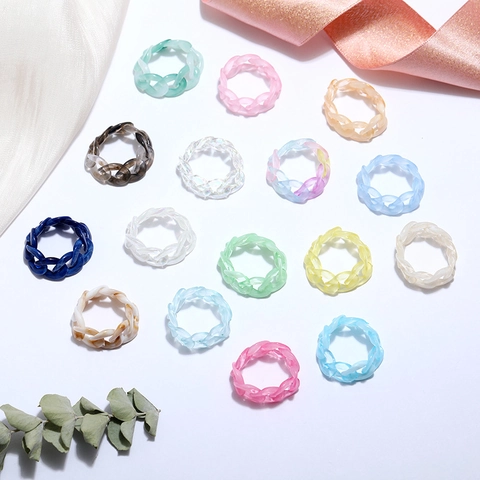 Klobiger Harz Kettenglied Ring Bunter Acryl Minimalistischer Modeschmuck Für Damen