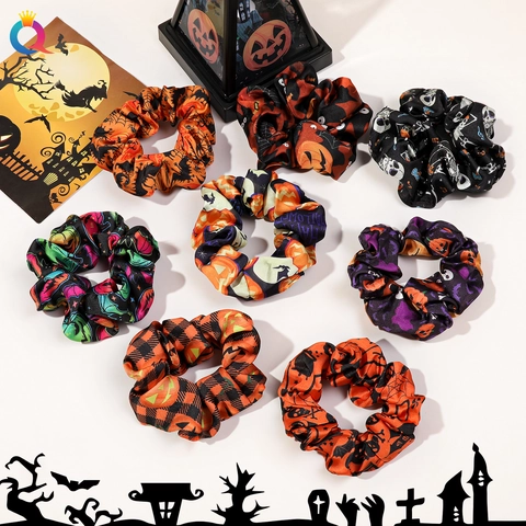 Elastici Per Capelli Halloween Raso Elastici Fantasia Zucca Teschio Pipistrello Accessori Per Feste Donne Ragazze