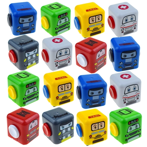 Mini Terugtrekauto Speelgoed Vierkant Cartoon Kubus Plastic Voertuig Voor Kinderen Feestartikelen Nieuwigheid Cadeau