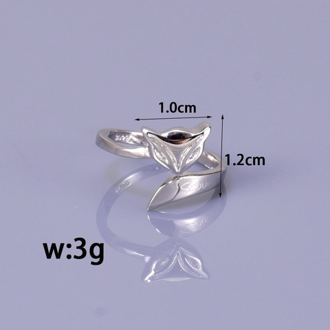 Silver Plated Copper Fox Open Ring For Women Adjustable Animal Finger Ring With Love Engraving Korean Fashion Jewelry Gift