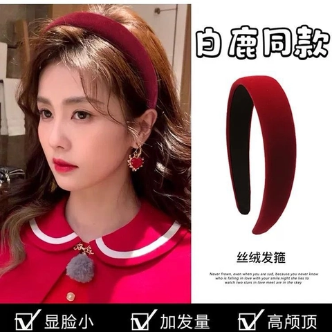 Velvet Padded Headband Solid Color Wide Sponge Thickened Vintage Hair Band For Women Elegant Accessories