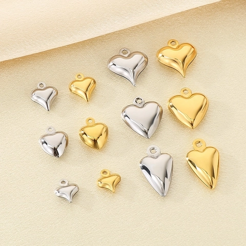 Colgantes De Corazón Dijes De Acero Inoxidable Accesorios De Joyería DIY Chapados En Oro 18K Superficie Lisa