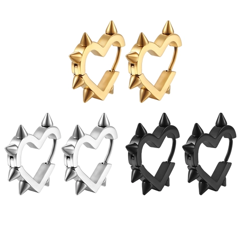 Punk Edelstahl Herz Creolen Mit Stacheln Gothic Hip Hop Geometrischer Schmuck Für Damen Herren