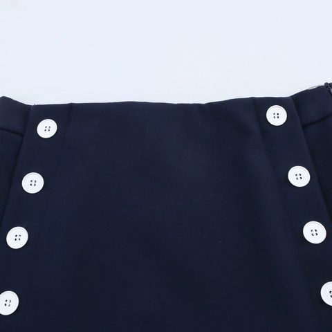 Jupe-Culotte En Polyester Pour Femmes Boutons À Double Boutonnage Ligne A Taille Moyenne Style Preppy Short Décontracté