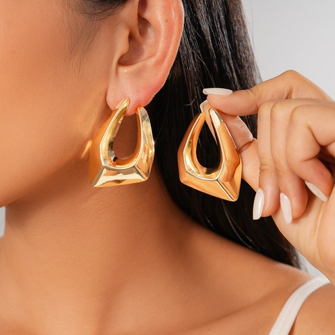 Orecchini In Lega Geometrici Irregolari Con Perno In Argento Placcato Oro 18K Gioielli Di Moda Per Donne