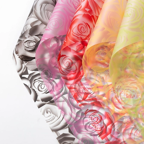 Flower Wrapping Paper Rose Pattern Waterproof Plastic Artificial Pearl Film Floral Bouquet Gift Wrap Material Translucent Frosted