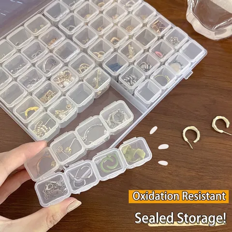 Portable Transparent Plastic Jewelry Storage Box Multi-Grid Organizer For Earrings Necklaces Rings Compartments Case