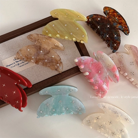 Mollette Per Capelli In Acetato Con Strass A Stella Eleganti Texture Marmo Pinze Squalo Stile Coreano Accessori Donna