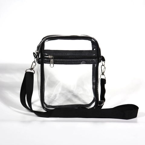 Transparent Crossbody Bag Clear PVC Waterproof Stadium Approved Shoulder Bag With Adjustable Strap Zippered Closure