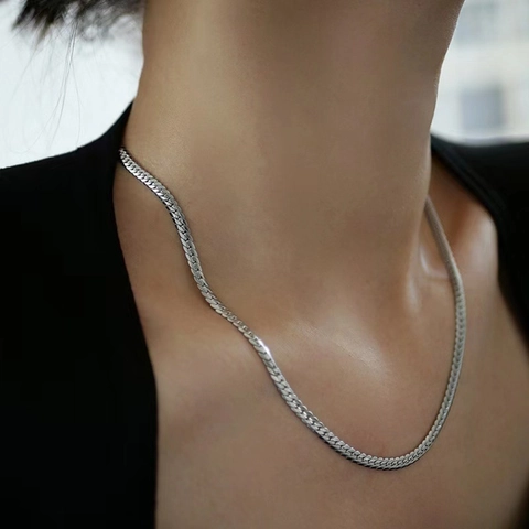 Collana Catena Maglia Cubana Acciaio Inossidabile Minimalista Catena Piatta NK Gioielli Di Moda Per Uomo Donna