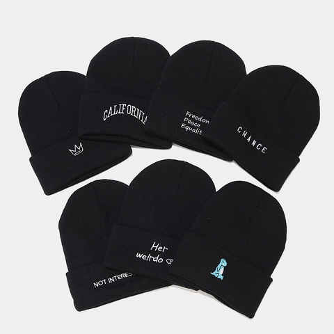 Gorro De Punto Acrilico Con Vuelta Calido Gorro Invierno Bordado Rosa Corona Palmera Streetwear Casual Unisex Exterior