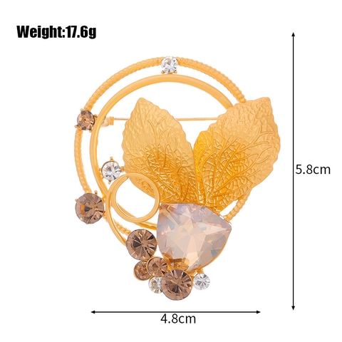 Spilla a Ghirlanda Francese Vintage in Lega di Zinco Oro Strass Cristallo Floreale Spilla per Donna Abbigliamento Gioielli Accessorio