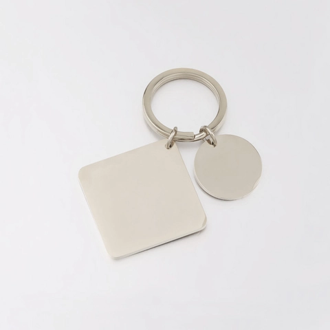 Llavero Geométrico De Acero Inoxidable 304 Etiquetas En Blanco Cuadradas Y Redondas Pulido Espejo Anillo De Metal Accesorio Minimalista