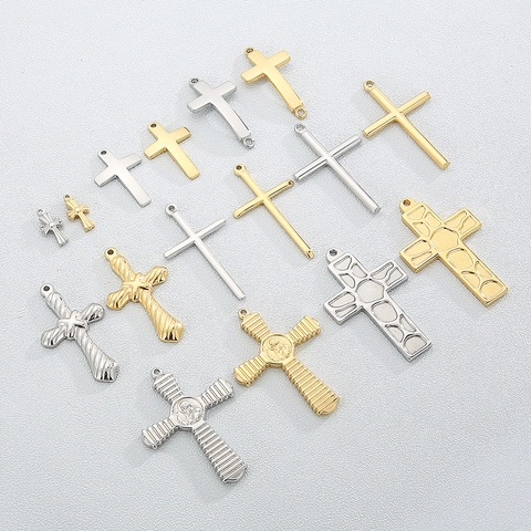 Ciondolo A Croce Acciaio Inossidabile Hip Hop Punk Stile Religioso Per Creazione Gioielli Fai Da Te Colore Oro Argento