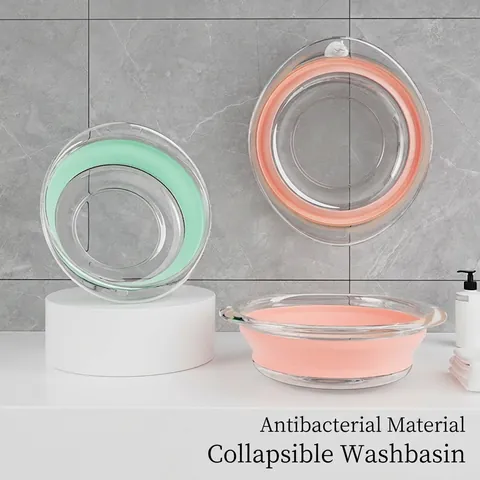 Faltbares Waschbecken Transparent Tragbare Kunststoffwanne Für Wäsche Reise Badezimmer Platzsparend Mit Aufhängeloch Minimalistisch