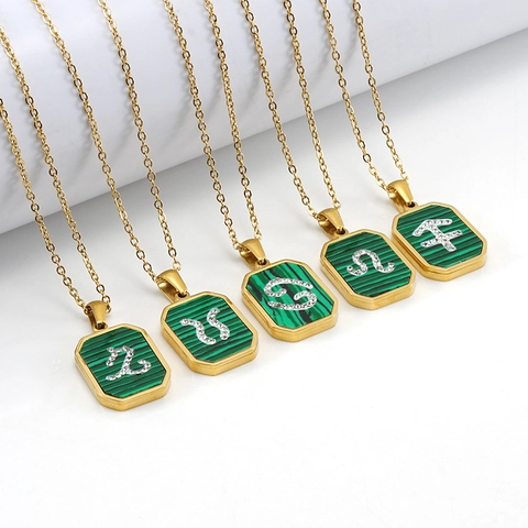 Collier Pendentif Signe Du Zodiaque Acier Inoxydable Avec Malachite Et Strass Bijoux De Constellation Pour Femmes