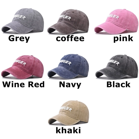Vintage Washed Cotton Baseball Cap Forever 3D Embroidery Distressed Peaked Hat Adjustable Sunshade For Men Women