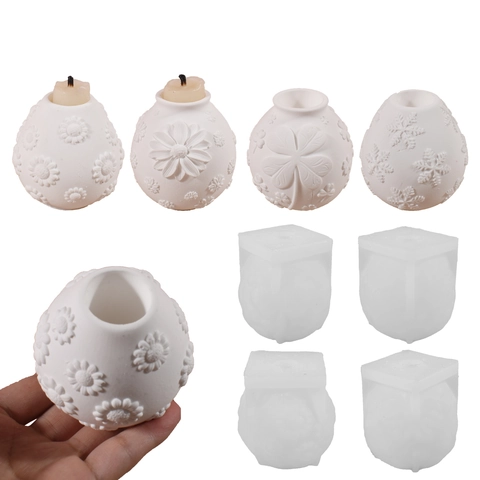 Molde De Silicona DIY Flor Relieve Margarita Copo De Nieve Trébol Candelabro Jarrón Resina Jabón Herramienta Artesanía Ornamento