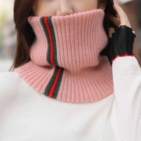 Gebreide Nekwarmer Kunstwol Gestreept Met Hoge Kraag Wintersjaal Voor Dames En Heren Effen Kleur Warme Mode Snood