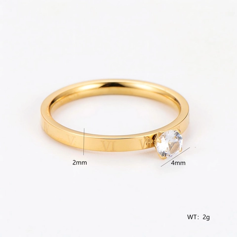 Anello Solitario In Zirconia Cubica Acciaio Inossidabile Con Numeri Romani Gioielli Di Moda Per Donna Elegante Lucidato