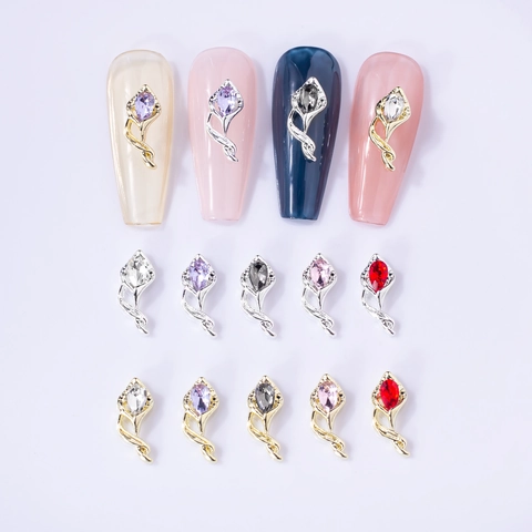 Ciondoli Per Nail Art In Lega Con Strass Marquise Goccia D'acqua Design Fiori 3D Gioielli Per Decorazione Manicure Fai Da Te