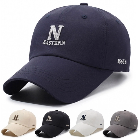 Berretto Da Baseball Cotone Vintage Ricamato Lettera N Eastern Fibbia In Metallo Regolabile Sei Pannelli Cappello Sole