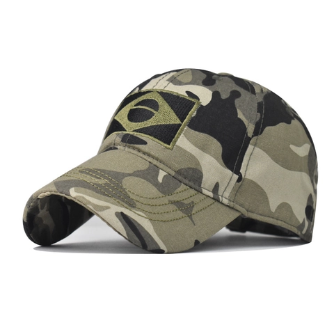 Camouflage Honkbalpet Militaire Cadet Hoed Katoen Brazilië Vlag Patch Tactische Outdoor Zonnescherm Voor Mannen
