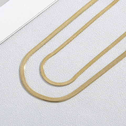 Collana Bracciale Catena Piatta Lisca Di Pesce Acciaio Inossidabile Gioielli Minimalisti Donna Accessorio Versatile