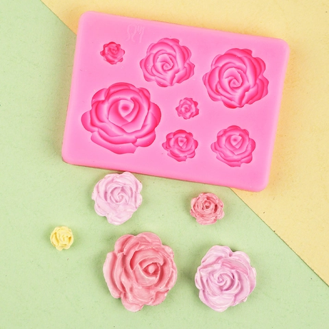 3D Rose Flower Silicone Mold Multi Cavity Size For Cake Decoration Fondant Chocolate Soap DIY Crafting