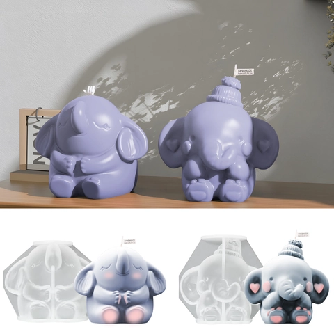 Cute Elephant Silicone Mold For DIY Handmade Candle Making Resin Casting Soap Crafting 3D Animal Design Home Decor