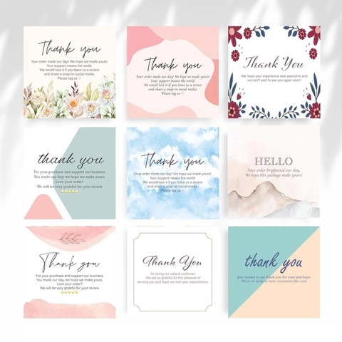 Vierkante Bedankkaarten En Verjaardagskaarten Gecoat Papier Aquarel Bloemenpatroon Kleine Bedrijven Verpakking Decoratie Kaarten
