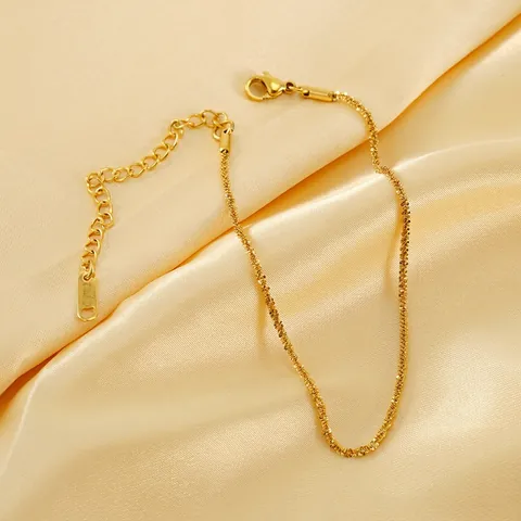 Funkelndes Fußkettchen 18K Vergoldeter Edelstahl Minimalistischer Verstellbarer Fußschmuck Für Damen
