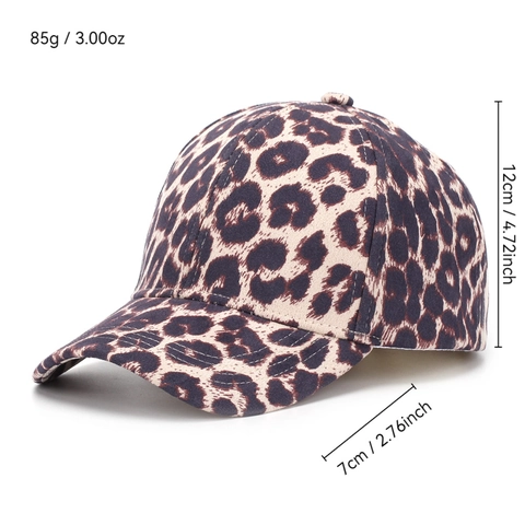 Leopard Print Baseball Cap Polyester Adjustable Sun Shade Curved Brim Fashion Casual Outdoor Hat For Women