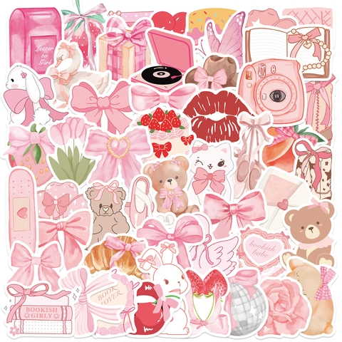 Waterdicht Leuke Roze Sticker Set Decals Voor Waterfles Laptop Telefoon Bagage Esthetische Vinyl Stickers