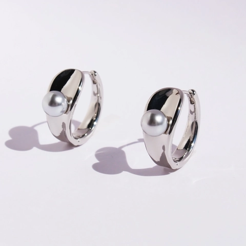 Eleganti Orecchini a Clip in Ottone con Perla Artificiale Rotonda per Donna Gioielli Geometrici Placcati in Oro e Platino