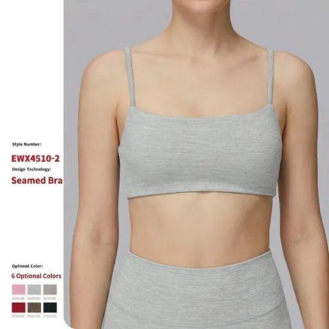 Damen Sport BH Polyester Elasthan Gebürstet Dünne Träger Rückenausschnitt Quadratischer Ausschnitt Yoga Top