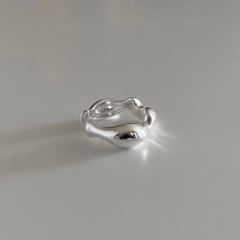 Anello In Argento Sterling 925 Trama Lavica A Onde Irregolari Gioielli Minimalisti Lucidi Per Donna Moderno