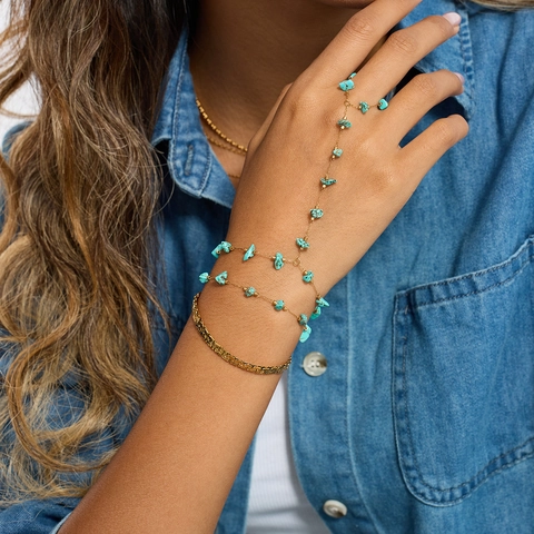 Stainless Steel Türkis Sklaven Armband 18K Vergoldet Bohemian Handschmuck Für Frauen Verstellbar